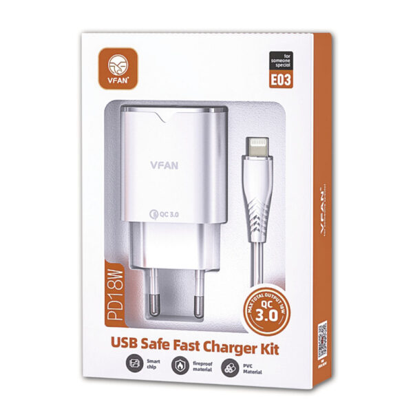 Alimentador AC230V/DC5V USB Quick Charge 3.0 Cabo Lightning - Image 2