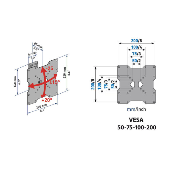 Suporte LCD/LED 26-40" Vesa 75-100-200 ETR200 - Image 2